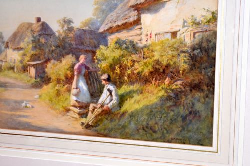 FINE LARGE COTTAGE SCENE WATERCOLOUR BY WILLIAM FREDERICK MEASOM - ADDITIONAL PHOTO 3