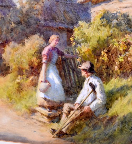 FINE LARGE COTTAGE SCENE WATERCOLOUR BY WILLIAM FREDERICK MEASOM - ADDITIONAL PHOTO 5
