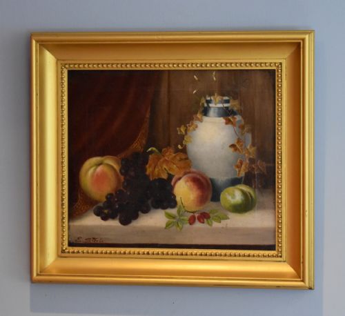still life oil painting by edwin steele - CATEGORY: ANTIQUE ART - DATED 1890