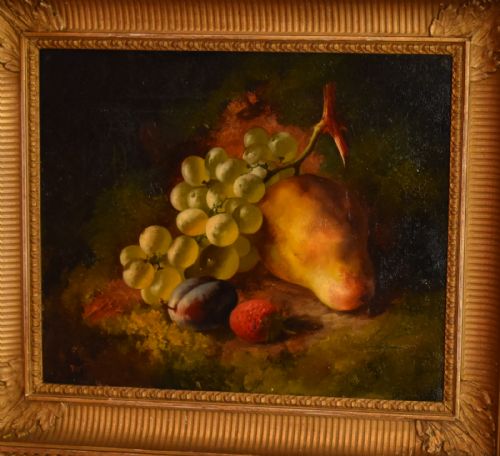 fine still life oil painting by gjbroome - CATEGORY: ANTIQUE ART - DATED 1870