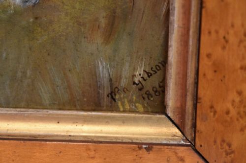 CHARMING VICTORIAN OIL PAINTING OF A COW AND CALF - ADDITIONAL PHOTO 5