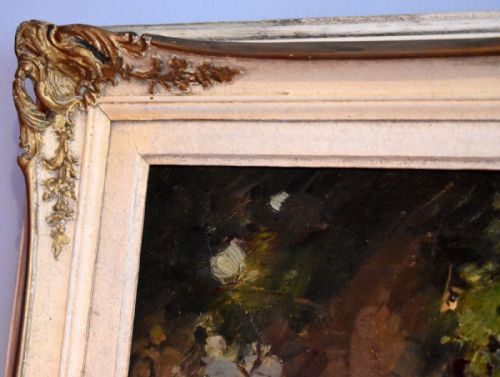 ITALIAN OIL PAINTING OF A TERRACE BY THE SEA - ADDITIONAL PHOTO 6