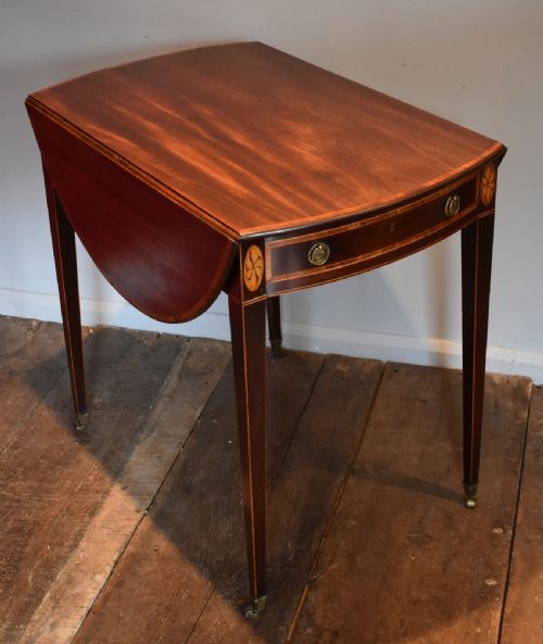 GEORGIAN MAHOGANY OVAL INLAID PEMBROKE TABLE - ADDITIONAL PHOTO 1