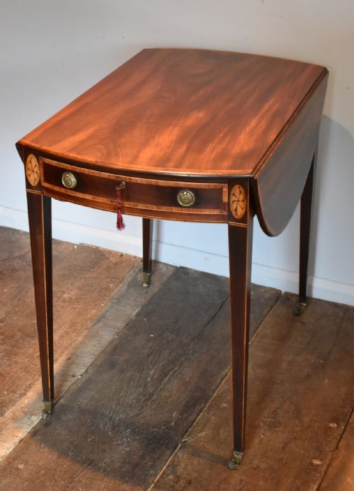 GEORGIAN MAHOGANY OVAL INLAID PEMBROKE TABLE - ADDITIONAL PHOTO 2