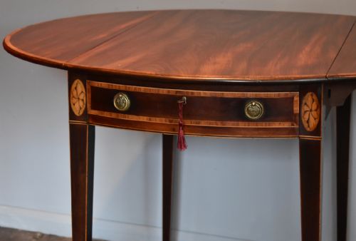 GEORGIAN MAHOGANY OVAL INLAID PEMBROKE TABLE - ADDITIONAL PHOTO 5
