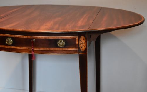 GEORGIAN MAHOGANY OVAL INLAID PEMBROKE TABLE - ADDITIONAL PHOTO 6