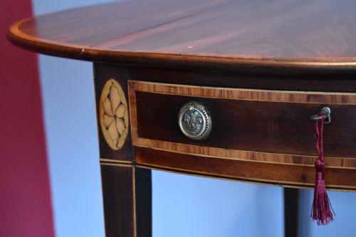 GEORGIAN MAHOGANY OVAL INLAID PEMBROKE TABLE - ADDITIONAL PHOTO 7