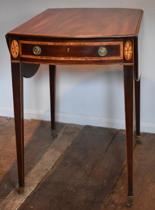 GEORGIAN MAHOGANY OVAL INLAID PEMBROKE TABLE - ADDITIONAL PHOTO 8