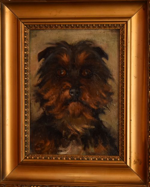 dog portrait oil painting by nina colmore - CATEGORY: ANTIQUE ART - DATED 1930