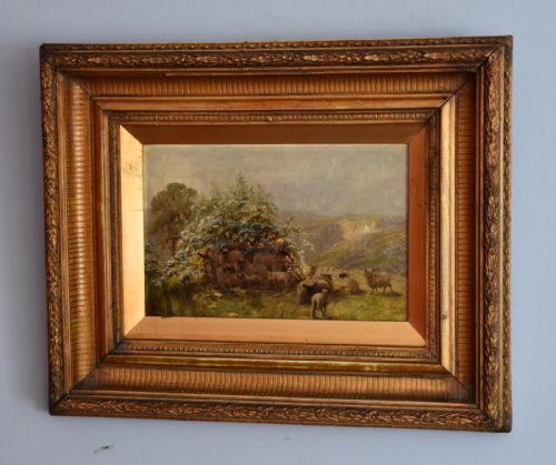 oil painting of sheep in arundel park by sidney pike - CATEGORY: ANTIQUE ART - DATED EDWARDIAN