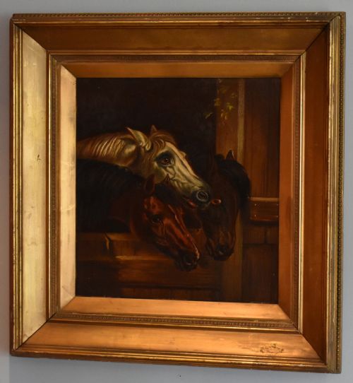 FINE VICTORIAN OIL PAINTING OF HORSES AFTER JOHN FREDERICK HERRING - ADDITIONAL PHOTO 1
