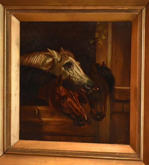 FINE VICTORIAN OIL PAINTING OF HORSES AFTER JOHN FREDERICK HERRING - ADDITIONAL PHOTO 2