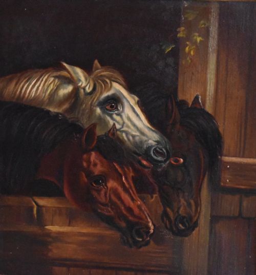 FINE VICTORIAN OIL PAINTING OF HORSES AFTER JOHN FREDERICK HERRING - ADDITIONAL PHOTO 4