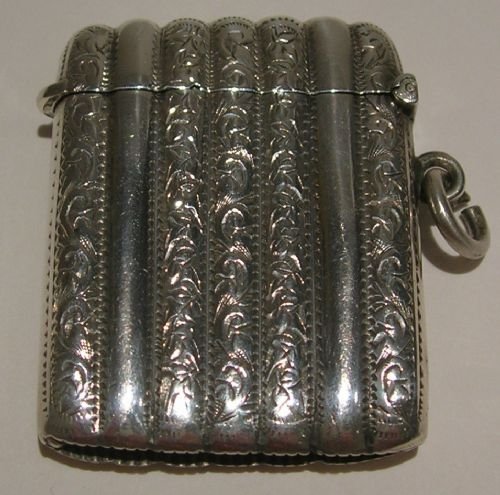Unusual Antique English Sterling Silver Vesta - Cigar Case Form