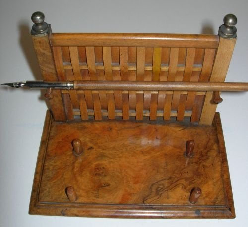 fig 2. Unusual English Victorian Inkwell / Inkstand - Country Fence.
