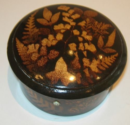 Pristine Large Antique Mauchline Fernware Spool / Thread Box