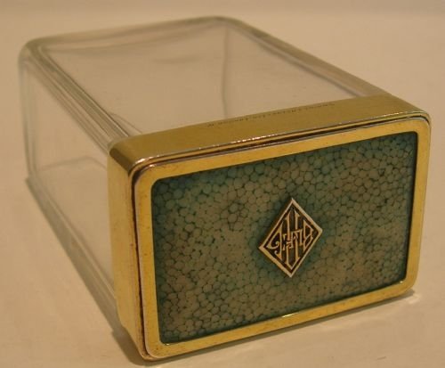 Art Deco Silver Gilt and Shagreen Lidded Jar or Box - 1928
