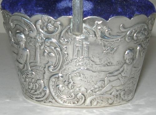 fig 1. Antique Sterling Silver Pin Cushion - Basket