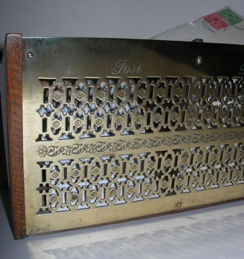 fig 1. Antique English Oak and Brass Letters Box