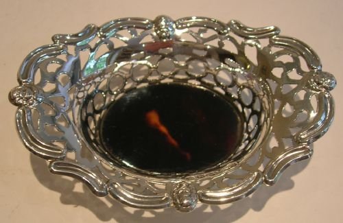 Pretty English Sterling Silver Tortoise Shell Basket # 1