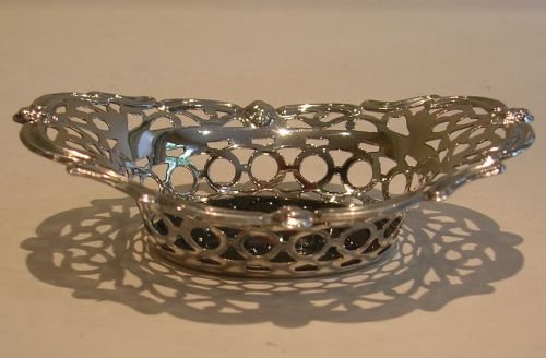 fig 1. Pretty English Sterling Silver Tortoise Shell Basket # 1