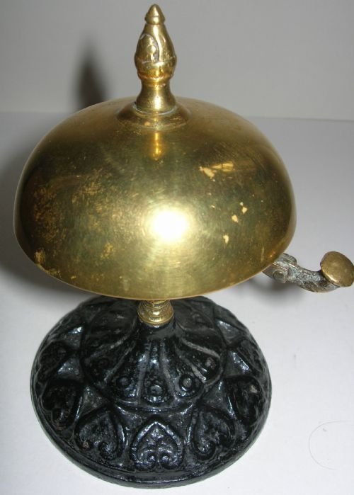 Unusual Brass and Painted Iron Combination Counter Bell