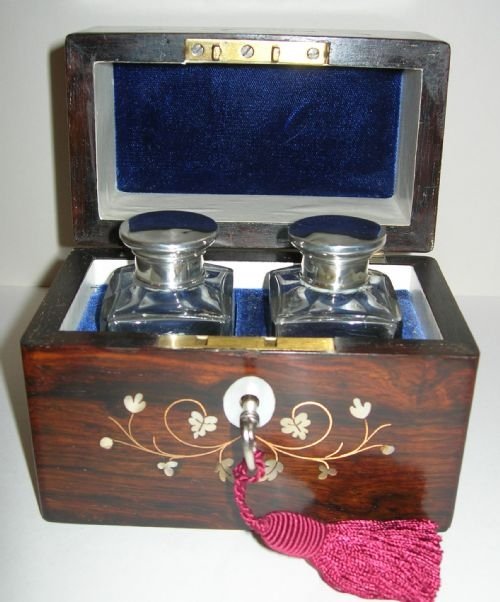 fig 2. Exquisite Antique Inlaid Rosewood Perfume Bottle Box