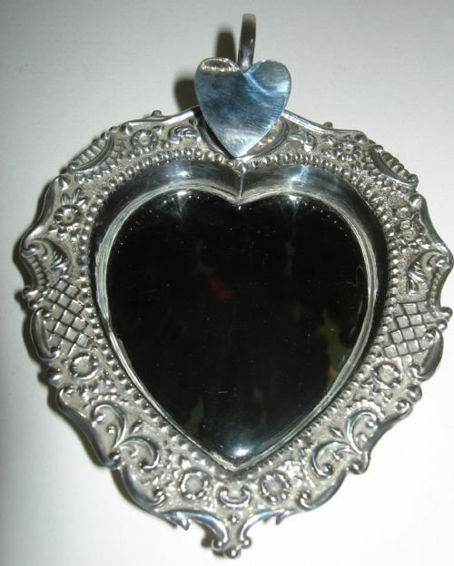 Victorian Heart Shaped Sterling Silver and Tortoise Shell Dish