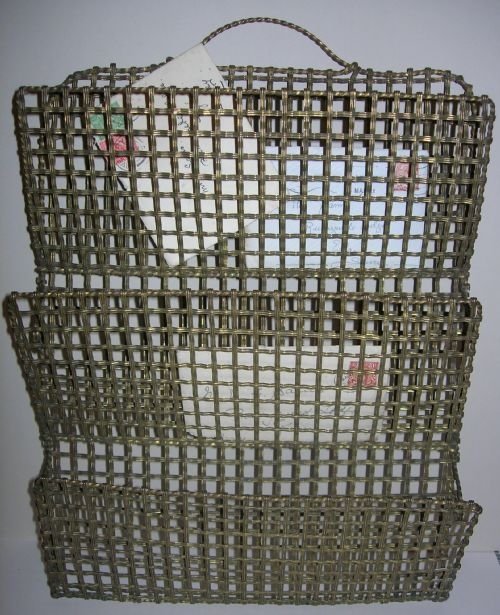 Fabulous Antique Brass Wall Hanging Letter Rack or Holder
