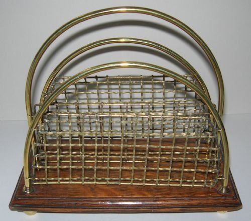 fig 1. Large Victorian Oak and Brass Letter Rack or Holder