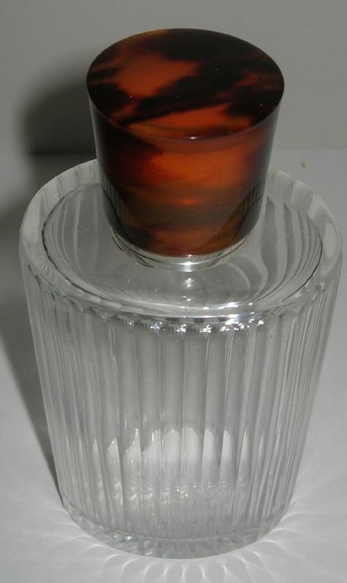 Antique French Silver and Tortoise Shell Lidded Cologne Bottle