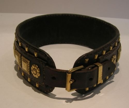 fig 1. Antique English Brass and Leather Dog Collar