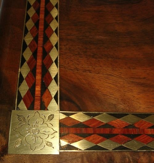 fig 1. Magnificent Brass and Tulipwood Inlaid Walnut Writing Slope / Box