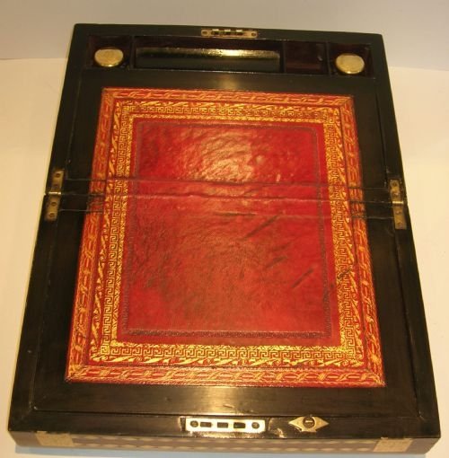 fig 2. Magnificent Brass and Tulipwood Inlaid Walnut Writing Slope / Box