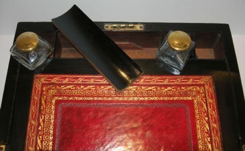 fig 3. Magnificent Brass and Tulipwood Inlaid Walnut Writing Slope / Box