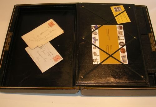 fig 2. Quality Antique English Leather Covered Writing Box / Lap Desk