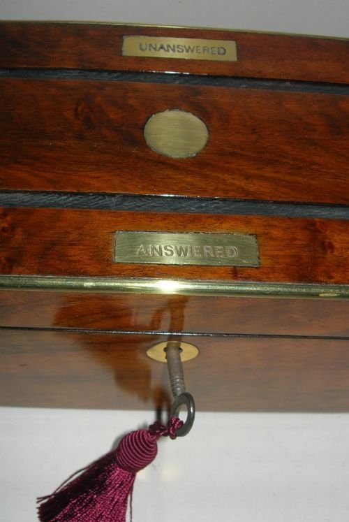 fig 1. Brass Bound Antique Walnut Letter / Correspondence Box