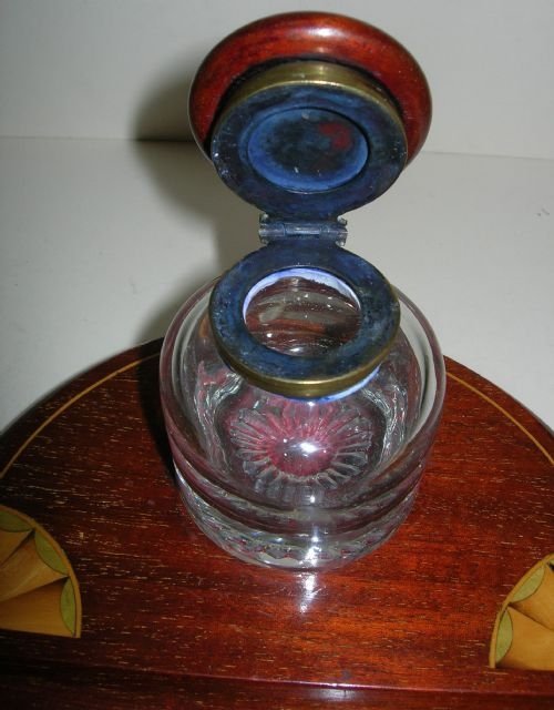 fig 1. Wonderful Inlaid Mahogany Inkstand / Inkwell