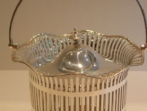 fig 1. Stylish Antique English Silver Plated Biscuit Jar - Original Fine Glass Liner