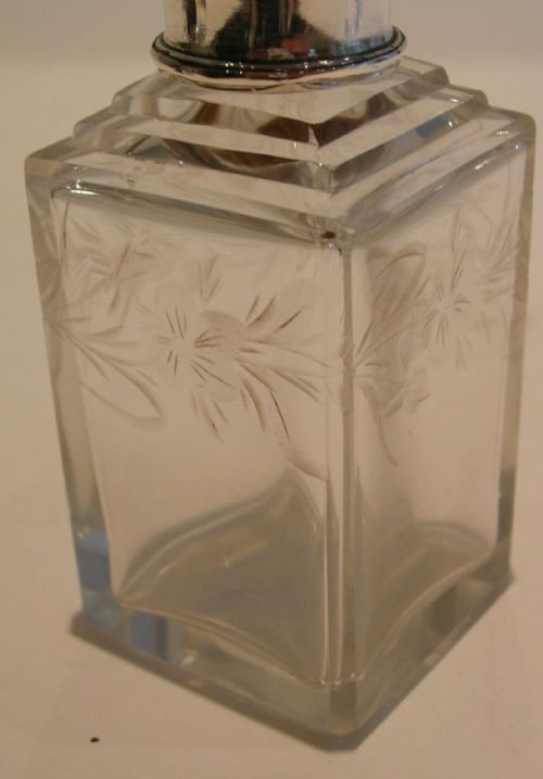 fig 1. Sterling Silver And Tortoiseshell Lidded Crystal Perfume Bottle