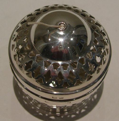 fig 1. Antique English Sterling Silver Pierced String or Twine Box / Dispenser