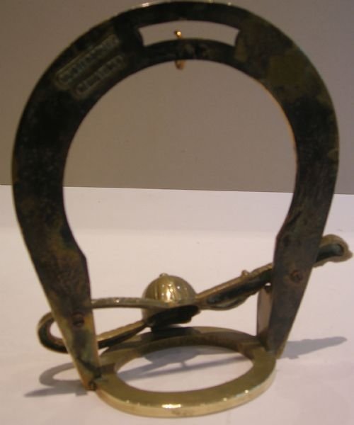 fig 1. Antique Equestrian Themed Solid Brass Pocket Watch Holder - Horseshoe