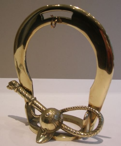 Antique Equestrian Themed Solid Brass Pocket Watch Holder - Horseshoe