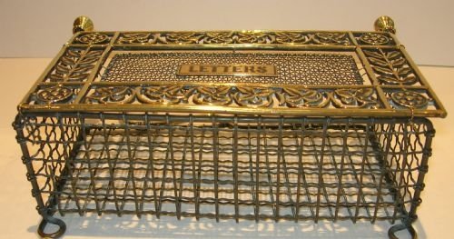 fig 1. Decorative Antique English Brass Wall Hanging Letter Rack / Holder