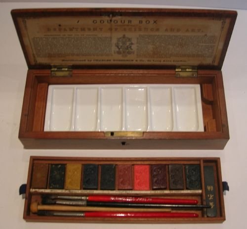 Wonderful English Victorian Artist's Paint / Watercolour Box C.1870