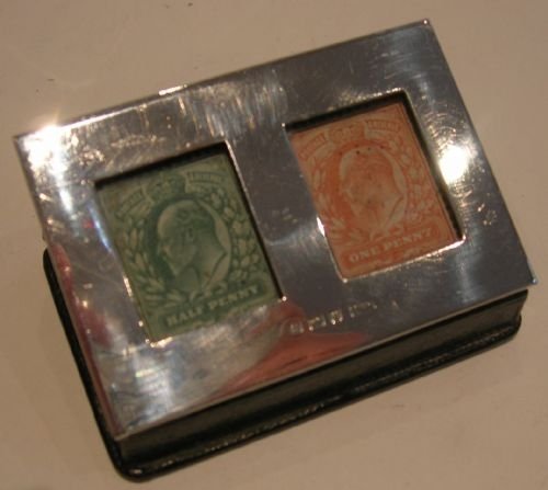 Antique English Silver Mounted Double Postage Stamp Box - Edwardian