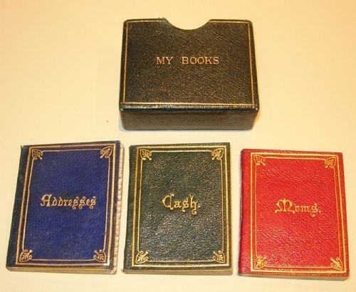 Charming Victorian Leather Bound Miniature "My Books" C.1890