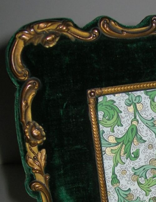 fig 1. Antique French Emerald Green Velvet Photograph Frame - Stunning Ormolu Mounts