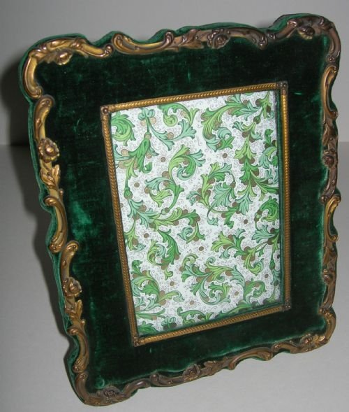 Antique French Emerald Green Velvet Photograph Frame - Stunning Ormolu Mounts