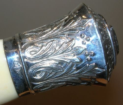 fig 1. Grandest Antique Silver Plated and Ivory Fish Servers - Boxed